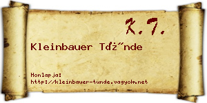 Kleinbauer Tünde névjegykártya
